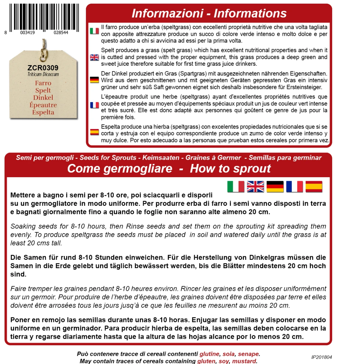 Bio Keimsprossen "Dinkel", 80 G 3 Bio Keimsprossen "Dinkel", 80 G