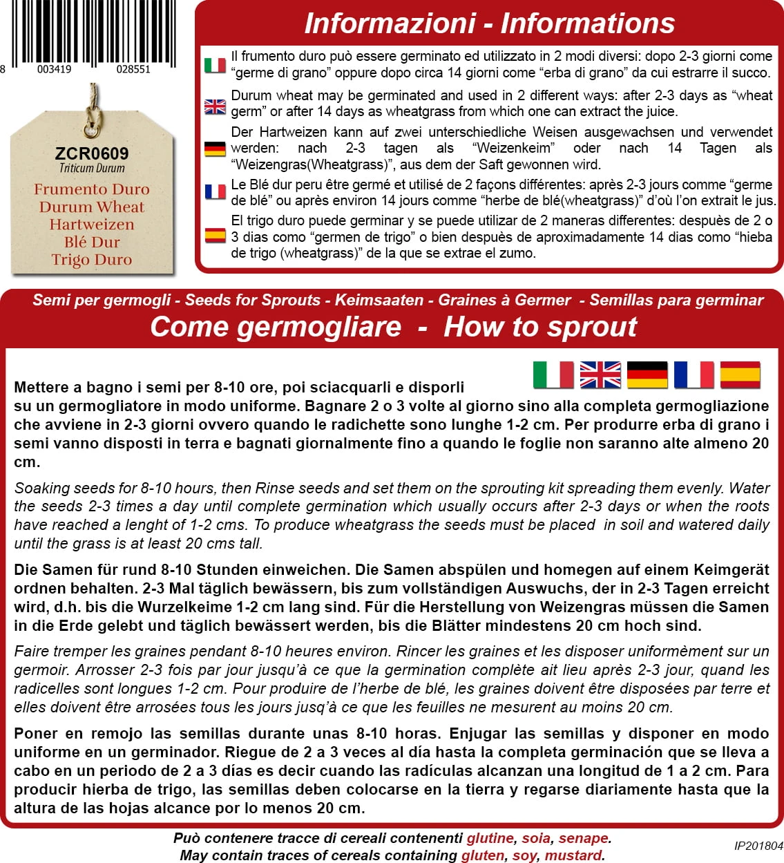 Bio Keimsprossen "Hartweizen", 80 G 3 Bio Keimsprossen "Hartweizen", 80 G