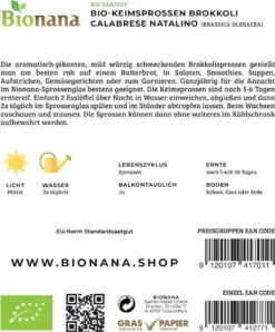 Bio Keimsprossen Brokkoli „Calabrese Natalino“ 5 Bio Keimsprossen Brokkoli „Calabrese Natalino“ -Pflanzensamen Rabatt bionana bio keimsprossen brokkoli calabrese natalino 1 paket 1695258 de