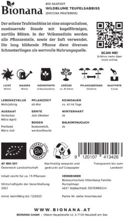 Bio Wildblume Teufelsabbiss -Pflanzensamen Rabatt bionana bio wildblume teufelsabbiss 1 paket 1674728 de