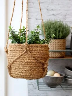 Blumenampel Korb Natur, H14/D18 Cm -Pflanzensamen Rabatt chic antique blumenampel korb natur 1607726 de