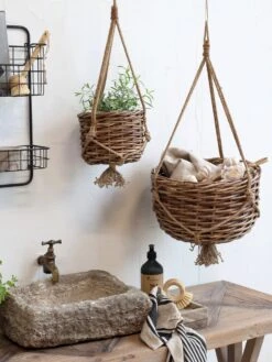 Korb-Blumenampel, H 22 Cm Ø 35 Cm -Pflanzensamen Rabatt chic antique korb blumenampel 1505984 de