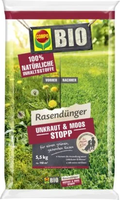 Compo Bio Rasendünger - Unkraut & Moos Stopp, 5,5 Kg (5,50 Kg)