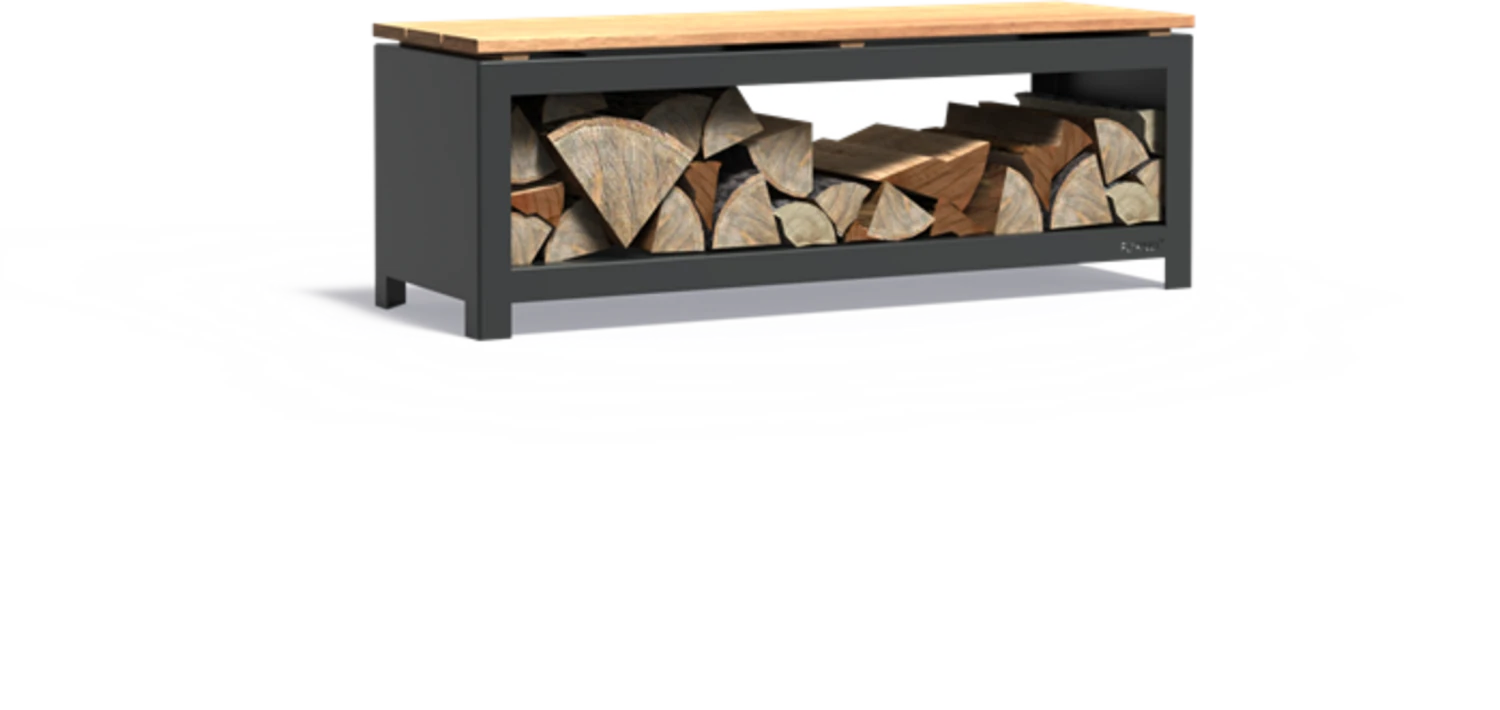 Holzaufbewahrung Mit Sitzfläche - Beschichtet, 120 X 40 X 43 Cm 4 Holzaufbewahrung Mit Sitzfläche - Beschichtet, 120 X 40 X 43 Cm – Bild 2