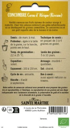 Horngurke "Cornu D´Afrique (Kiwano)" -Pflanzensamen Rabatt la ferme de sainte marthe horngurke cornu dafrique kiwano 1688527 de
