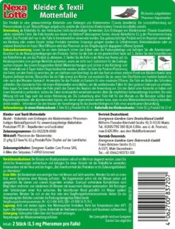 Kleider- & Textil-Mottenfalle, 2 Stück -Pflanzensamen Rabatt nexalotte kleider textil mottenfalle 2 stueck 1108858 de