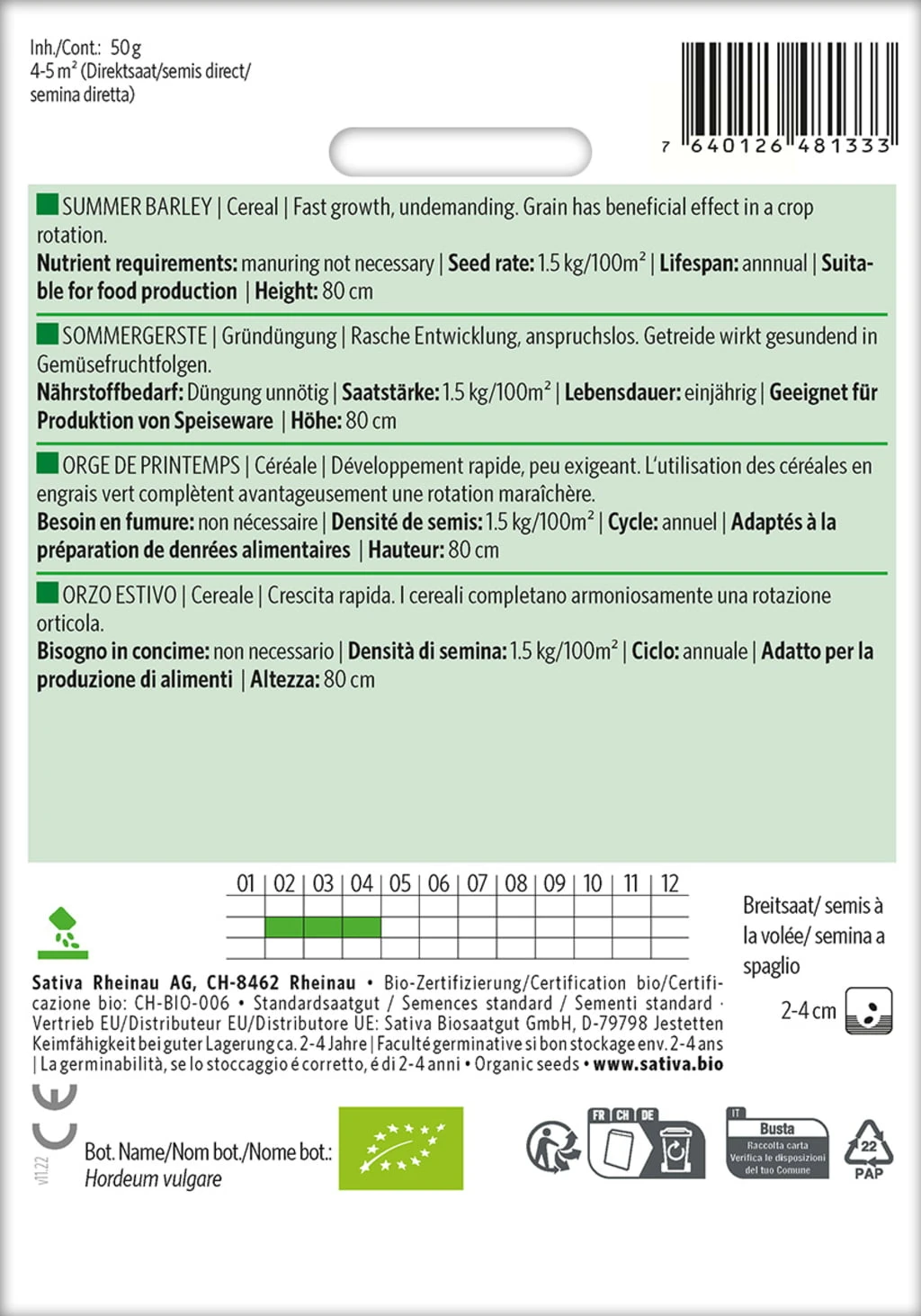Bio Getreide "Sommergerste" 3 Bio Getreide "Sommergerste"