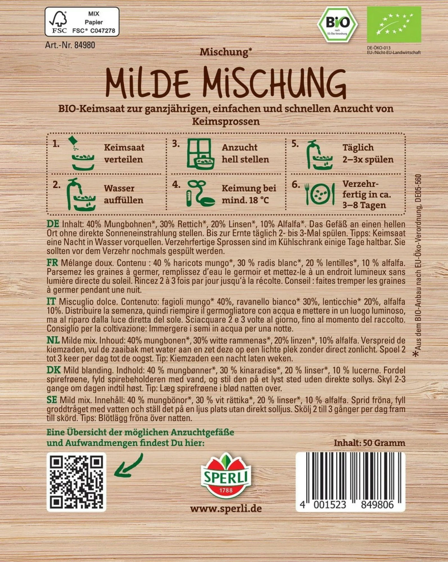 Bio Keimsprossen Milde Mischung 3 Bio Keimsprossen Milde Mischung