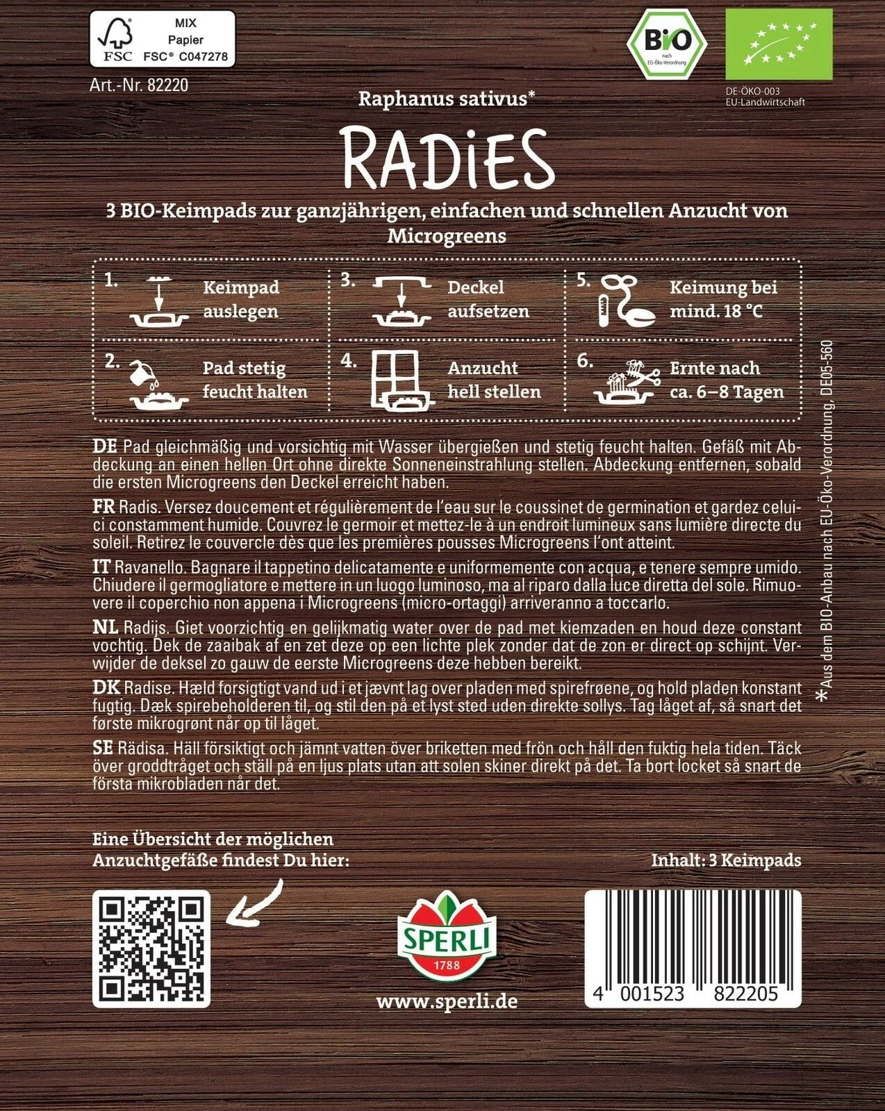 Bio Microgreen-Pads Radies 3 Bio Microgreen-Pads Radies